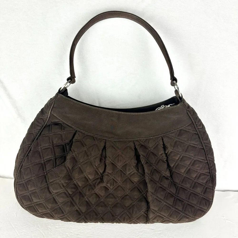 Vera Bradley Quilted Hobo Shoulder Bag Espresso Brown